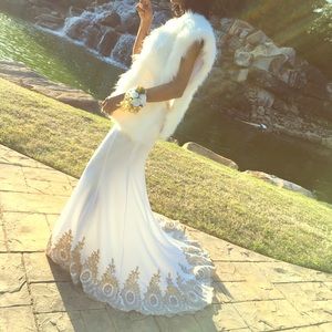 White custom made prom dress